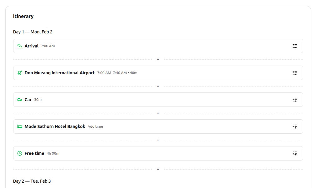 Clean trip planner screenshot