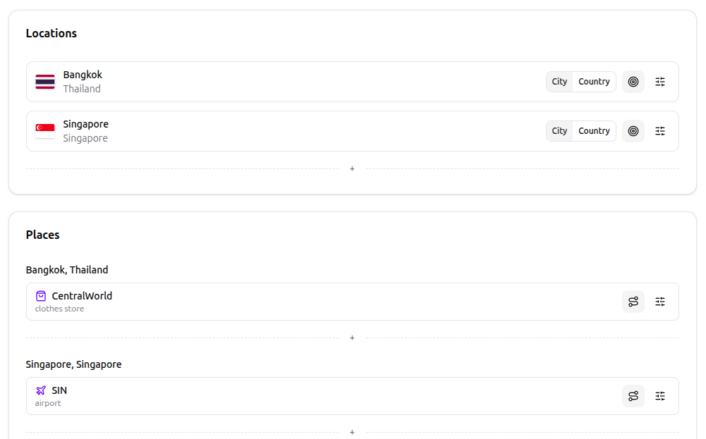 Multi-location trips screenshot